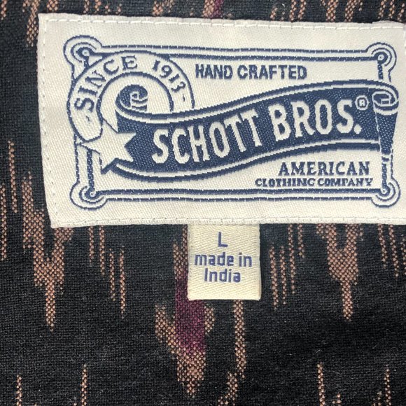 Schott Bros. Brothers NYC western cut black brown rust aztec pattern shirt L - Picture 9 of 9